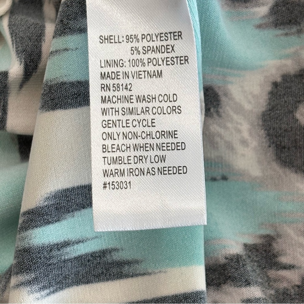 London Style Collection Geometric Ikat Leopard Print Maxi Dress Teal Black Sz 12 - Picture 10 of 11